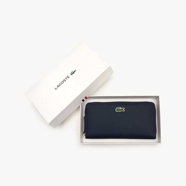 Lacoste L.12.12 Concept Petit Piqué 12 Card Zip Wallet Marineblå Blå | BPrNjuvz