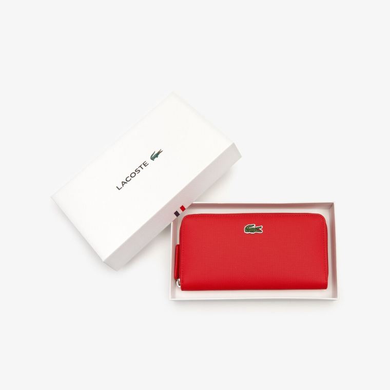 Lacoste L.12.12 Concept Petit Piqué 12 Card Zip Wallet Rød | XvLD5CFV