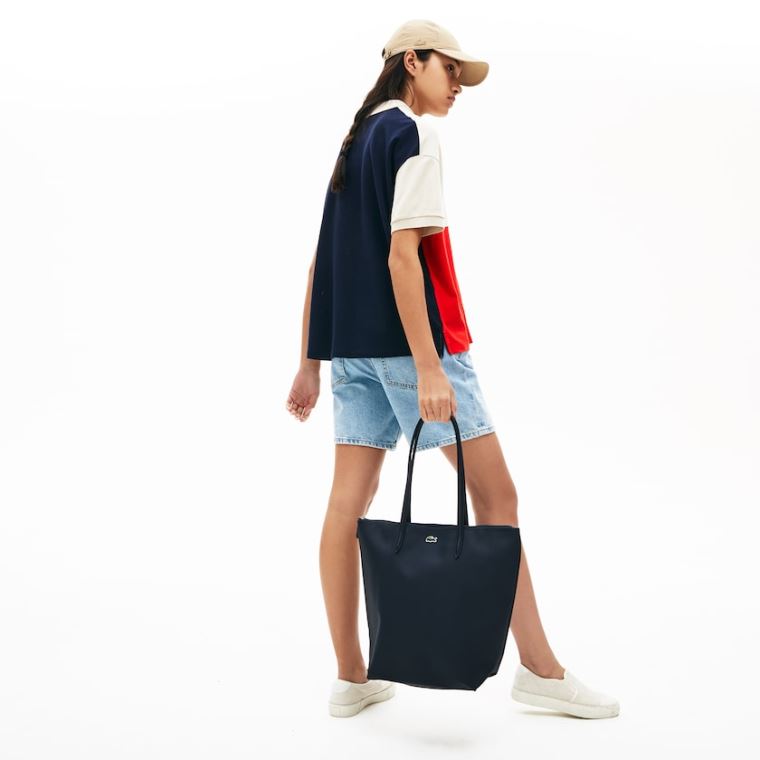 Lacoste L.12.12 Concept Vertical Zip Tote Bag Marineblå Blå | HJUW2cqE