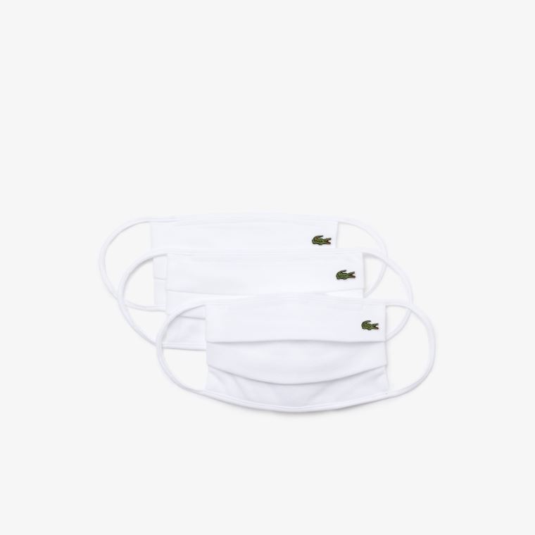 Lacoste L.12.12 Pack of 3 Face Masks with Box Hvite | 2IlITlp3