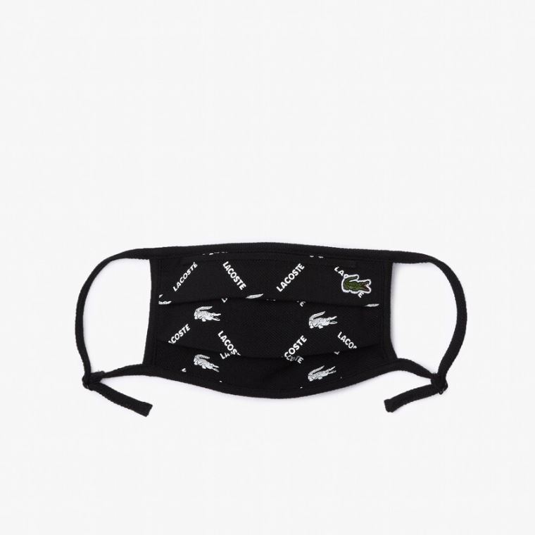 Lacoste L.12.12 Printed Face Mask with Adjustable Reima Svarte Hvite Svarte Grønn Hvite | C25lgeVG