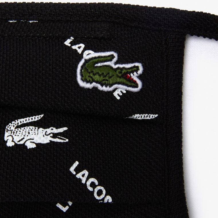 Lacoste L.12.12 Printed Face Mask with Adjustable Reima Svarte Hvite Svarte Grønn Hvite | C25lgeVG