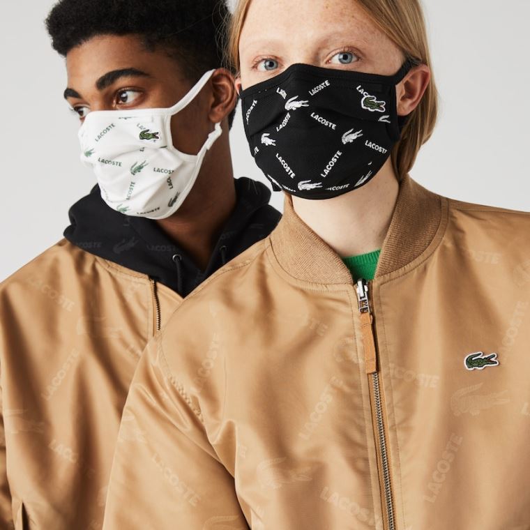 Lacoste L.12.12 Printed Face Mask with Adjustable Reima Svarte Hvite Svarte Grønn Hvite | C25lgeVG