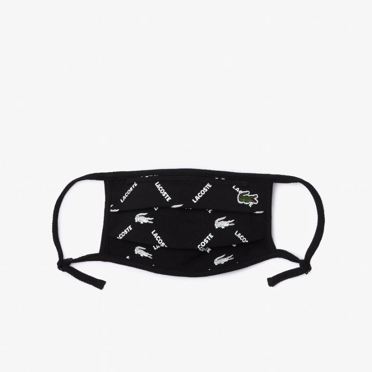 Lacoste L.12.12 Printed Face Mask with Adjustable Reima Svarte Hvite Svarte Grønn Hvite | F5w9tfiP