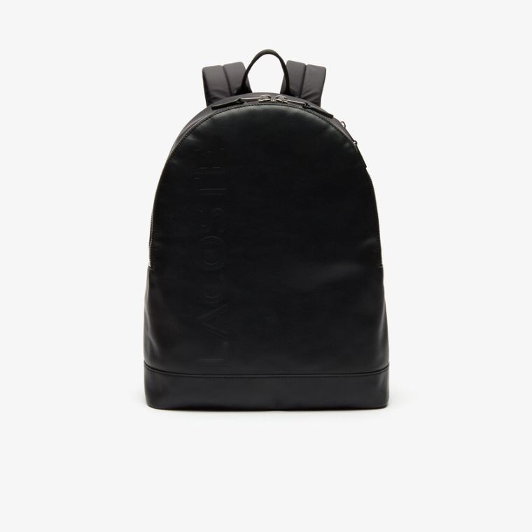 Lacoste L.12.12 Signature Lær Zip Backpack Svarte | rEJDXvHl