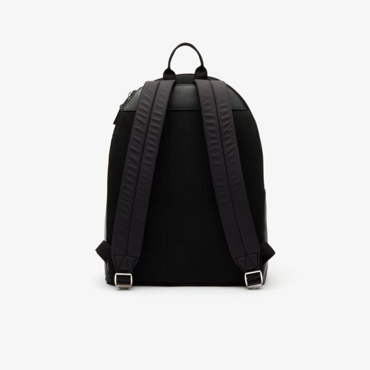 Lacoste L.12.12 Signature Lær Zip Backpack Svarte | rEJDXvHl