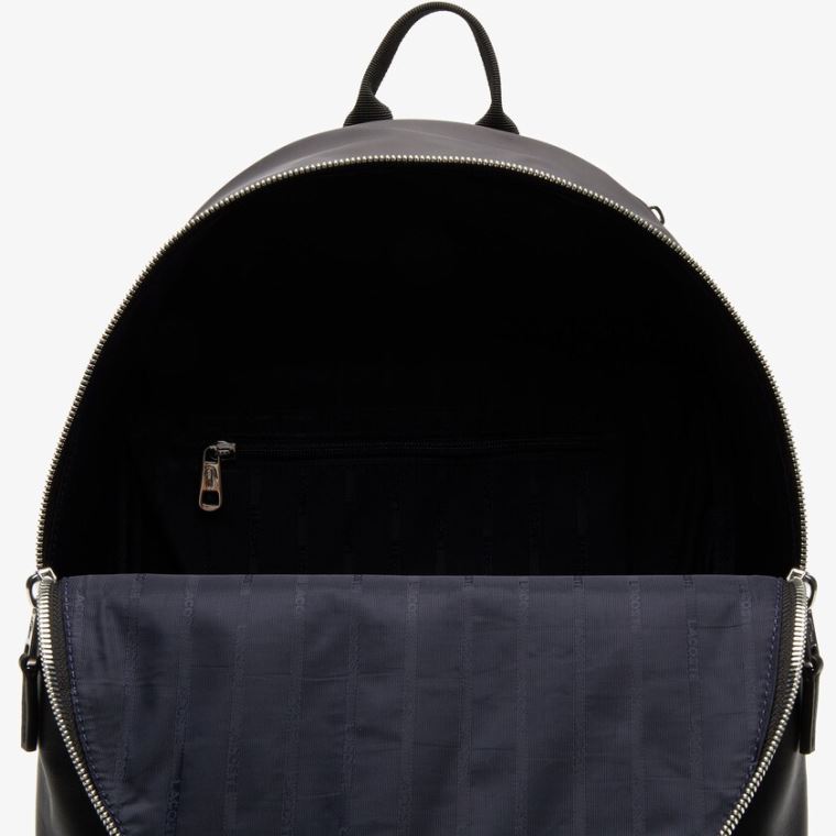 Lacoste L.12.12 Signature Lær Zip Backpack Svarte | rEJDXvHl