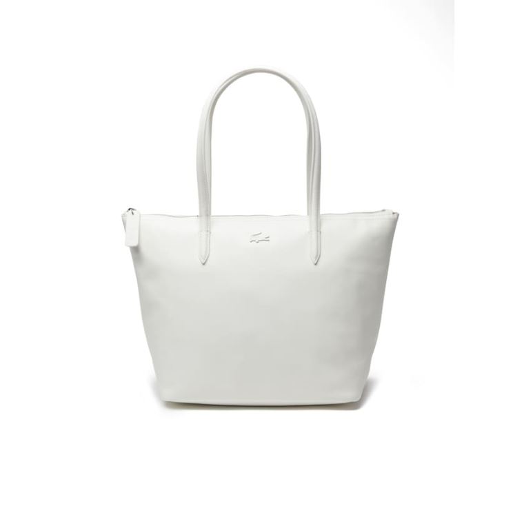 Lacoste L.12.12 Small Lær Tote Bag Hvite | Ps4Ne8lw