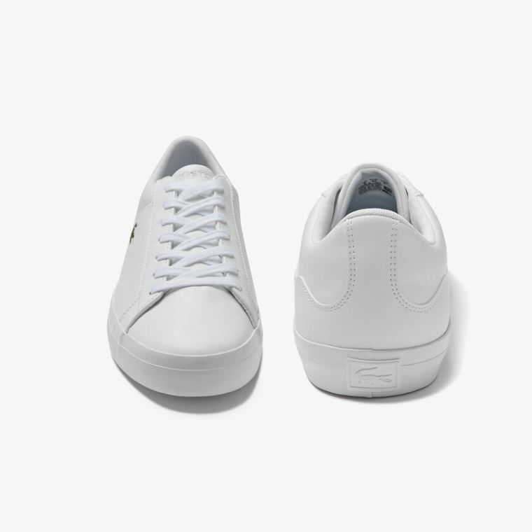 Lacoste Lerond Lær Sneakers Hvite | gOG4Ie0Y