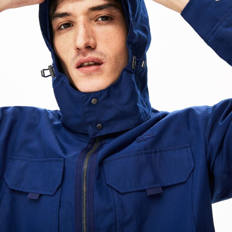 Lacoste Lette Detachable-Hood Jacket Marineblå Blå | dAxuGMxr