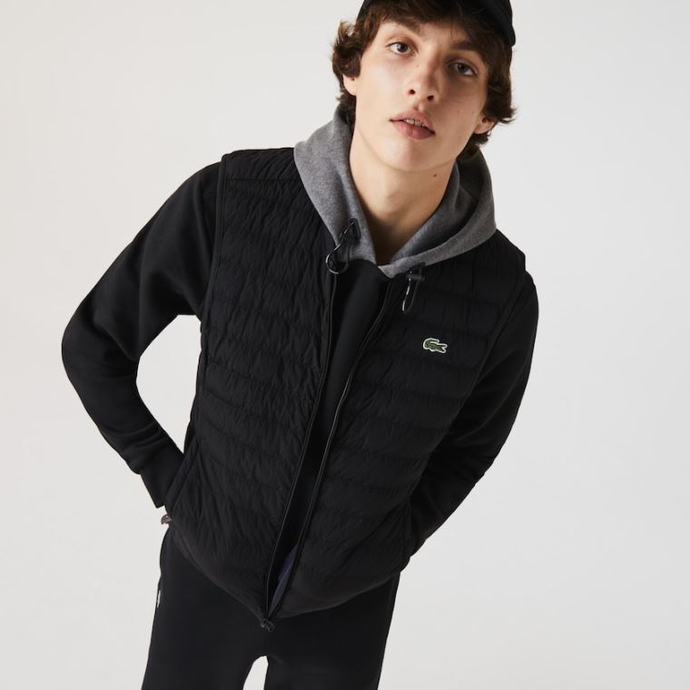 Lacoste Lette Foldable Vann-Resistant Puffer Coat Svarte | ldTcEALv