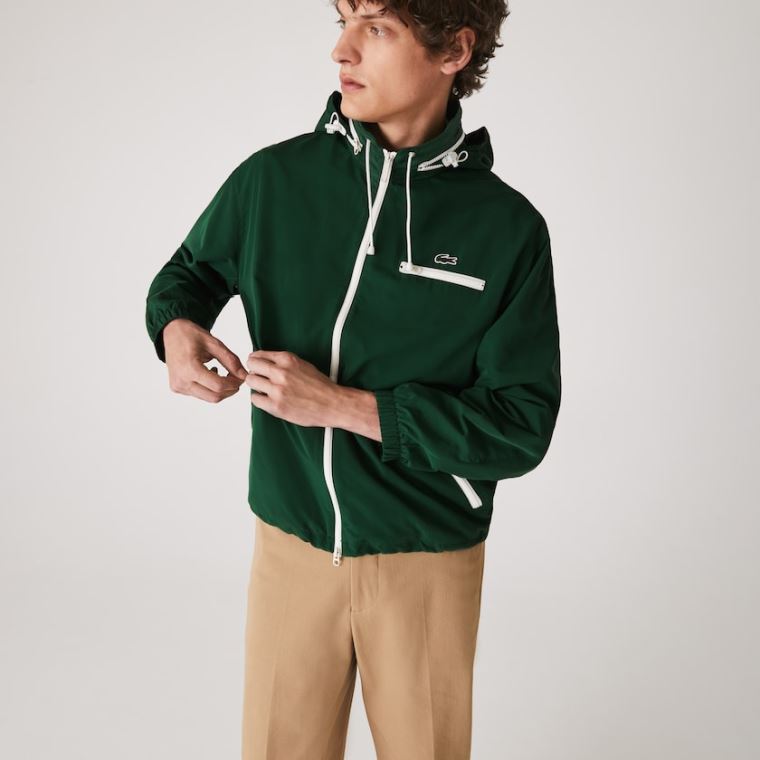 Lacoste Lette Vann-Resistant Hette Windbreaker Grønn | QywN5Dme