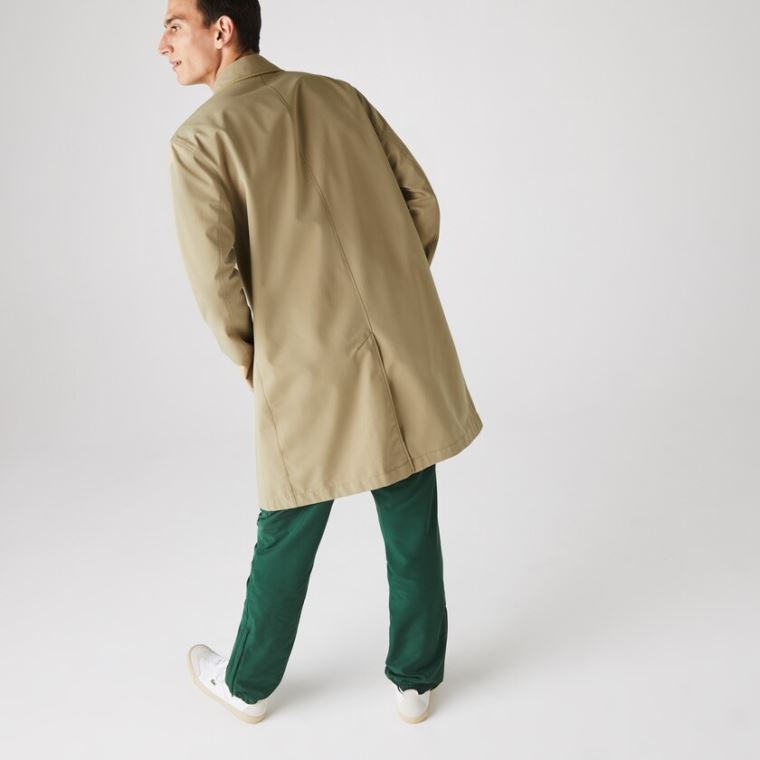 Lacoste Lette Vann-Resistant Reversible Twill Coat Beige Gul | AtBo2Emi