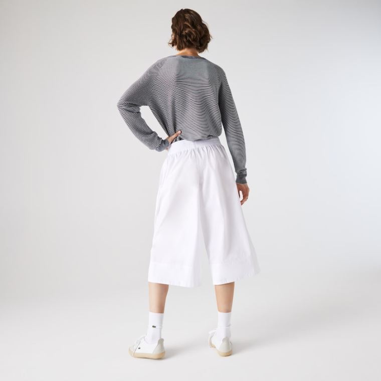 Lacoste Light Bomull Poplin Culottes Hvite | Ohf4U0gz