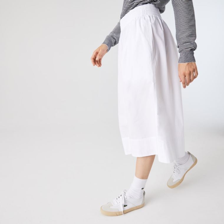 Lacoste Light Bomull Poplin Culottes Hvite | Ohf4U0gz