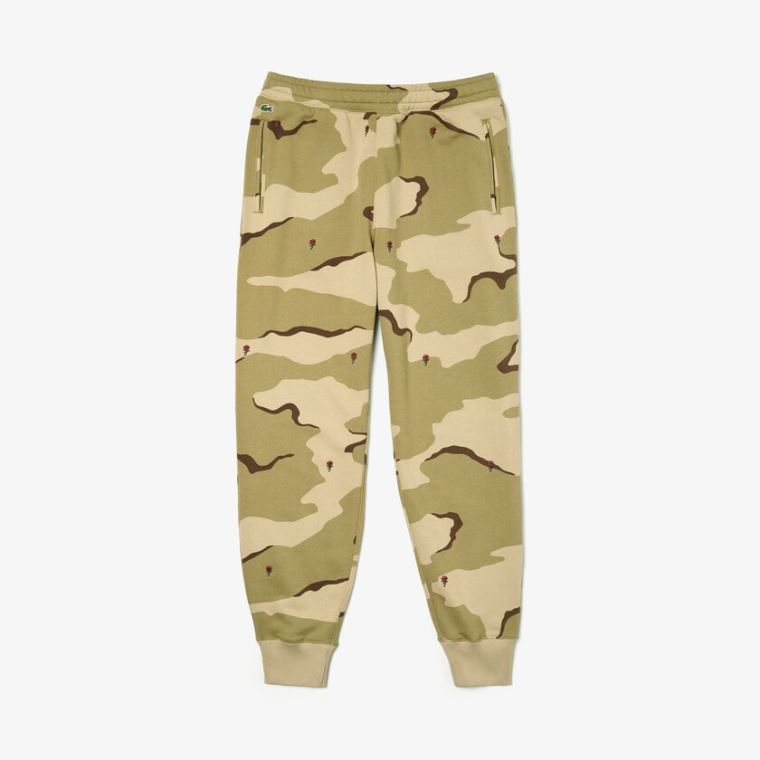 Lacoste Live Rose Embroidered Camo Sweatpant Beige Hvite | SQzcDrSZ