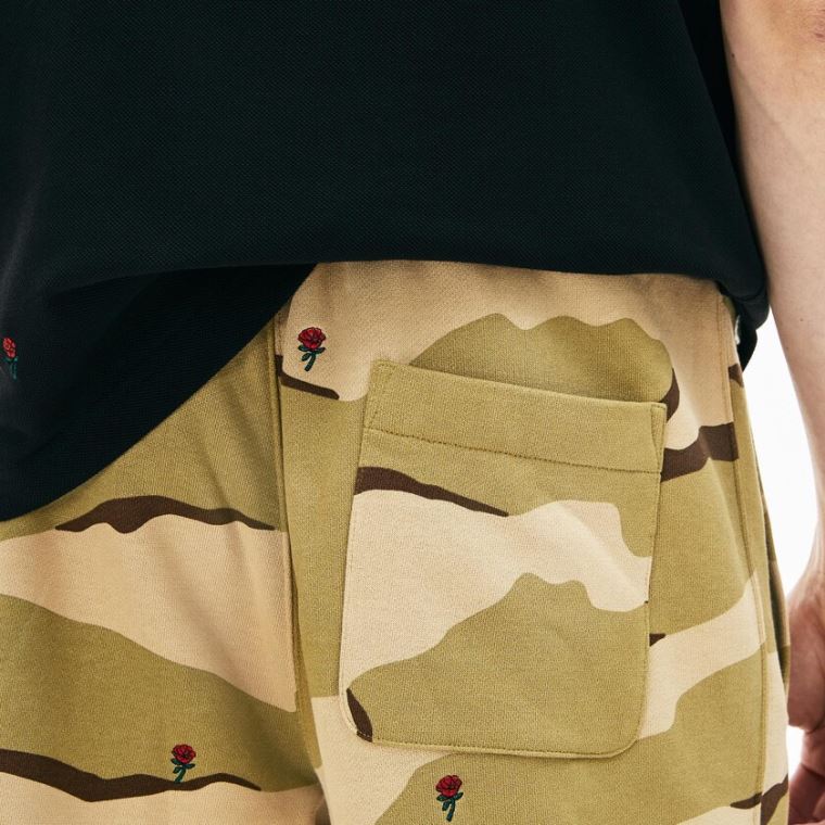 Lacoste Live Rose Embroidered Camo Sweatpant Beige Hvite | SQzcDrSZ