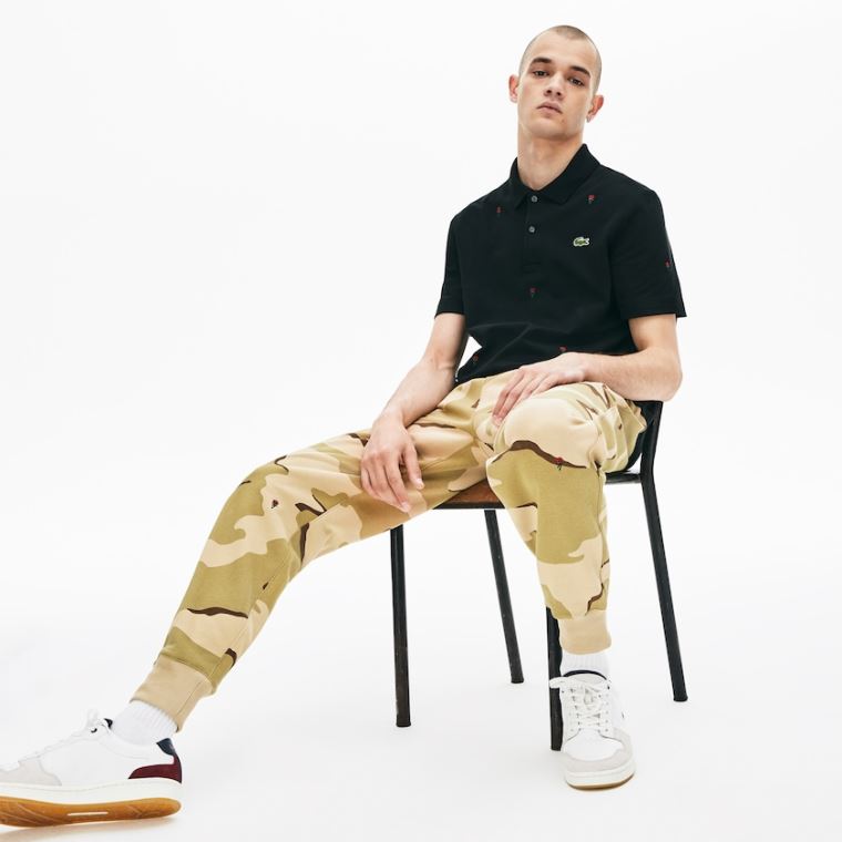 Lacoste Live Rose Embroidered Camo Sweatpant Beige Hvite | SQzcDrSZ