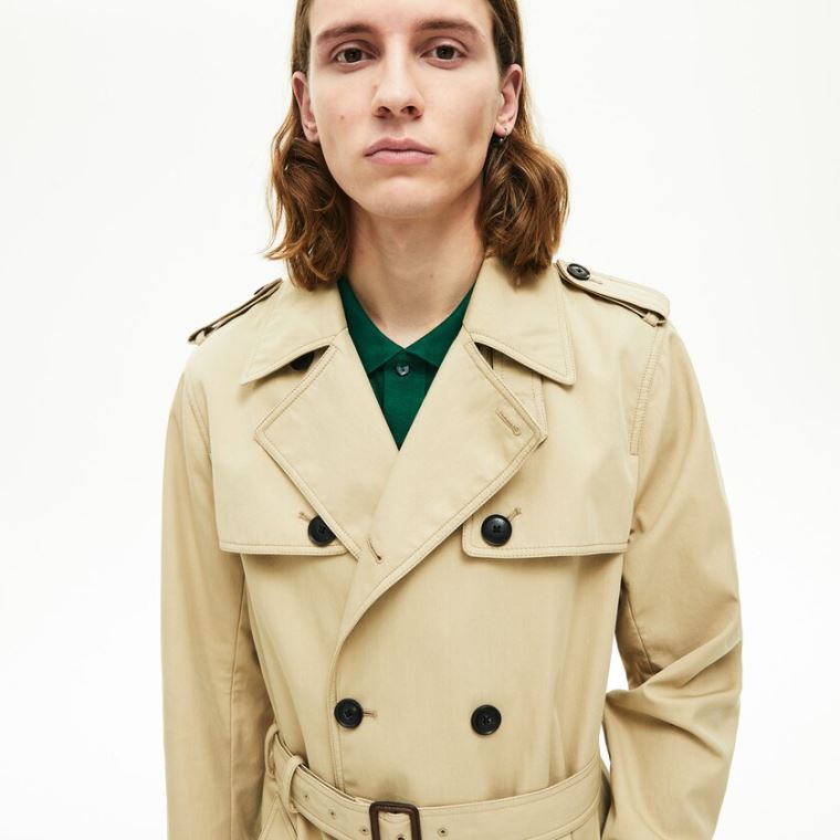 Lacoste Long Belted Bomull Trench Coat Beige | xF55Komk