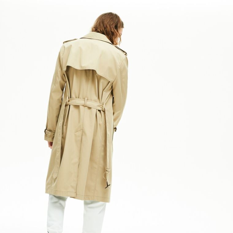 Lacoste Long Belted Bomull Trench Coat Beige | xF55Komk