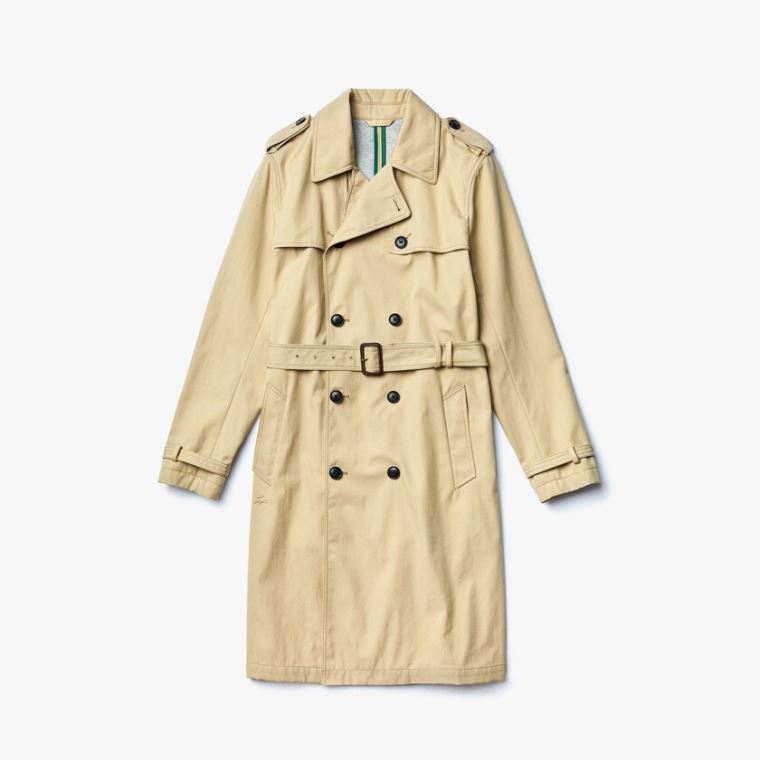 Lacoste Long Belted Bomull Trench Coat Beige | xF55Komk