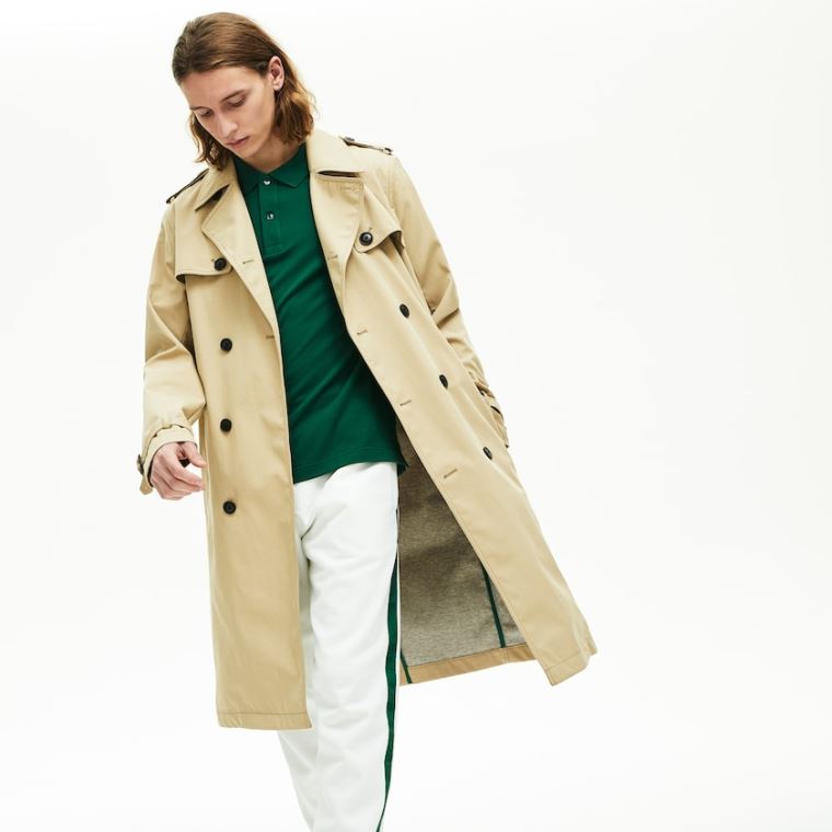 Lacoste Long Belted Bomull Trench Coat Beige | xF55Komk