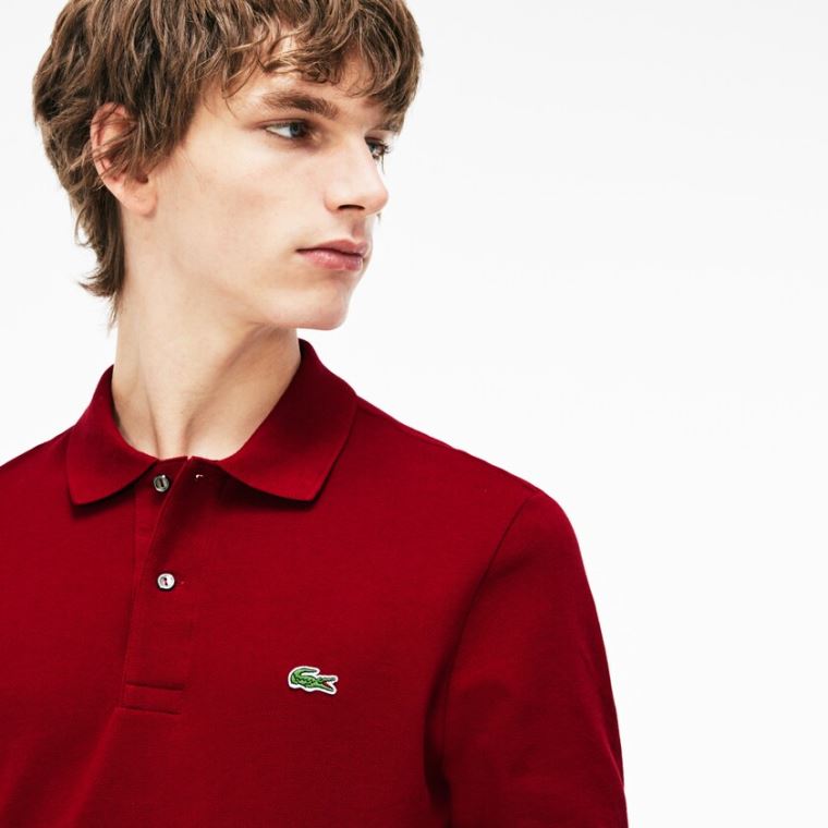 Lacoste Long-Sleeve Classic Fit L.12.12 Polo Mørke Rød | 46l0wxZe