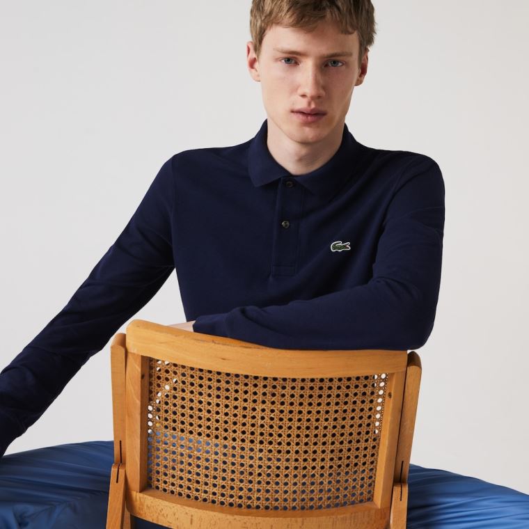 Lacoste Long-Sleeve Classic Fit L.12.12 Polo Marineblå Blå | wTHzwtNn