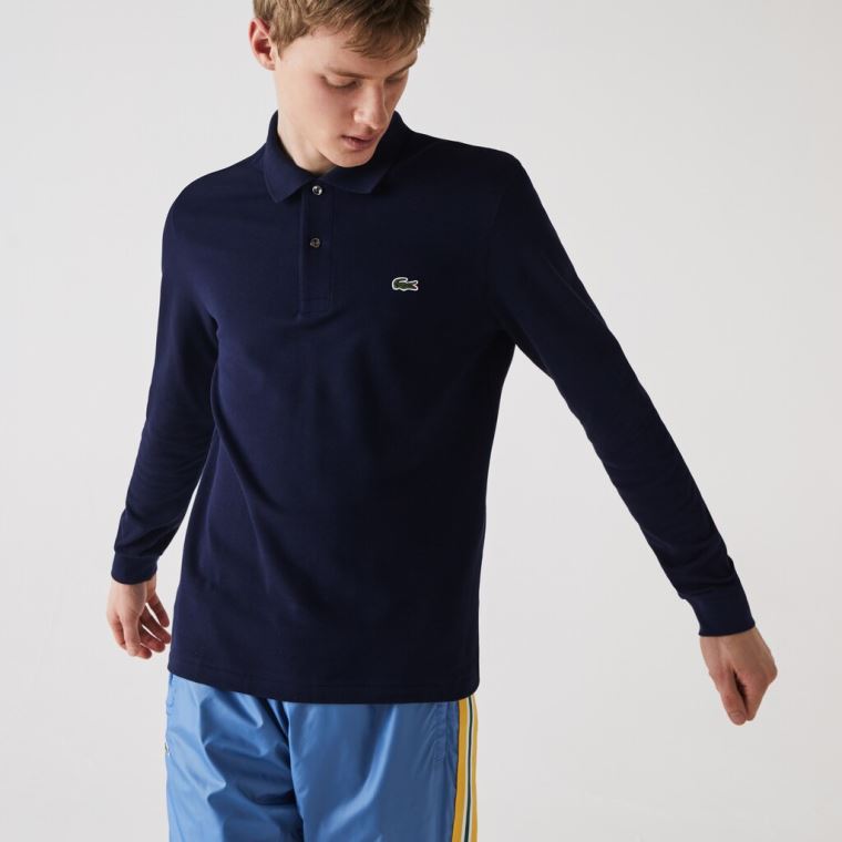 Lacoste Long-Sleeve Classic Fit L.12.12 Polo Marineblå Blå | wTHzwtNn