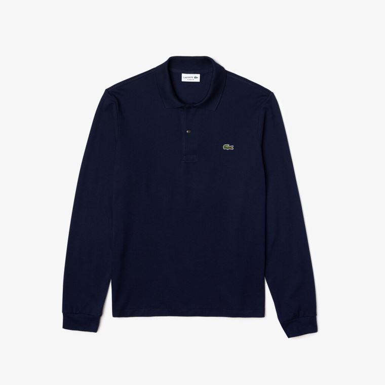 Lacoste Long-Sleeve Classic Fit L.12.12 Polo Marineblå Blå | wTHzwtNn