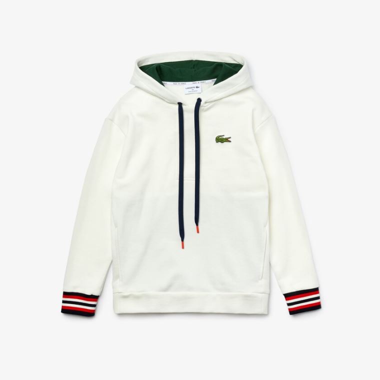 Lacoste Made In France Hette Organic Bomull Fleece Sweatshirt Hvite | 2grI8EAJ