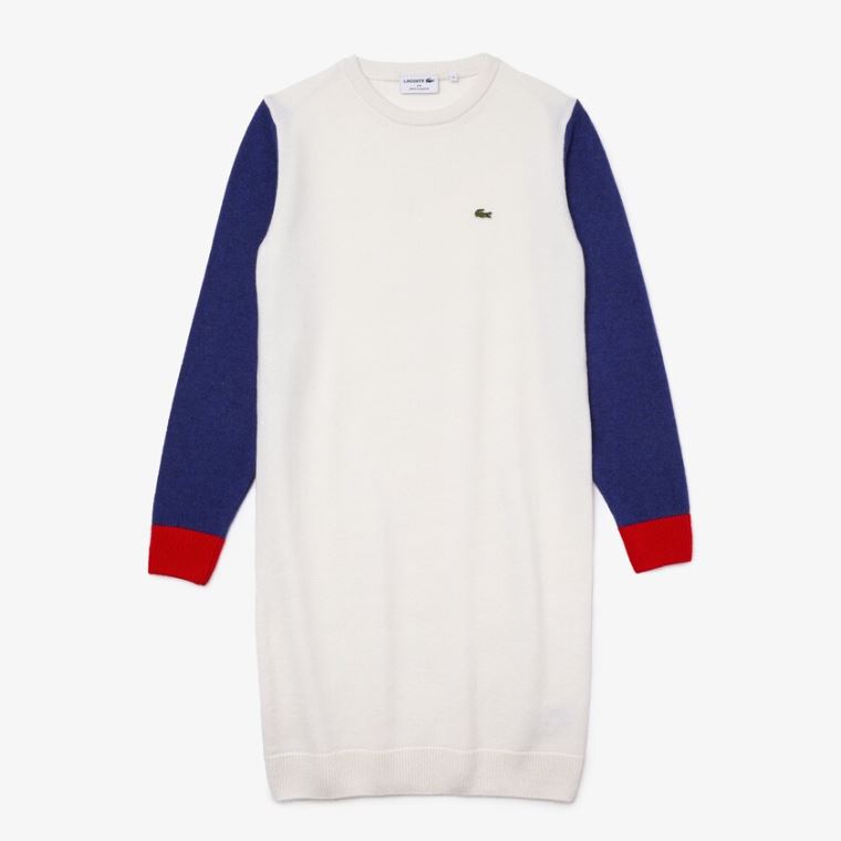 Lacoste Made In France Tricolour Wool Genser Kjoler Hvite Blå Rød | lZO32xMa