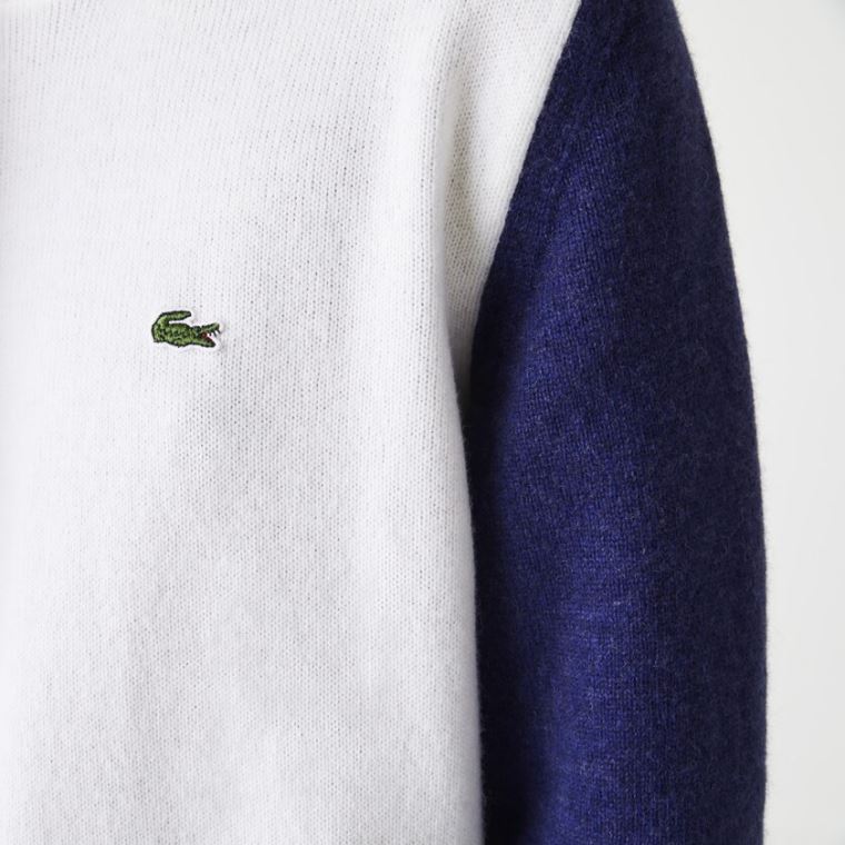 Lacoste Made In France Tricolour Wool Genser Kjoler Hvite Blå Rød | lZO32xMa