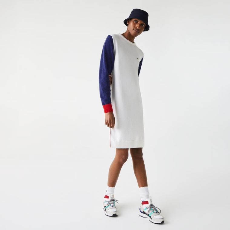 Lacoste Made In France Tricolour Wool Genser Kjoler Hvite Blå Rød | lZO32xMa