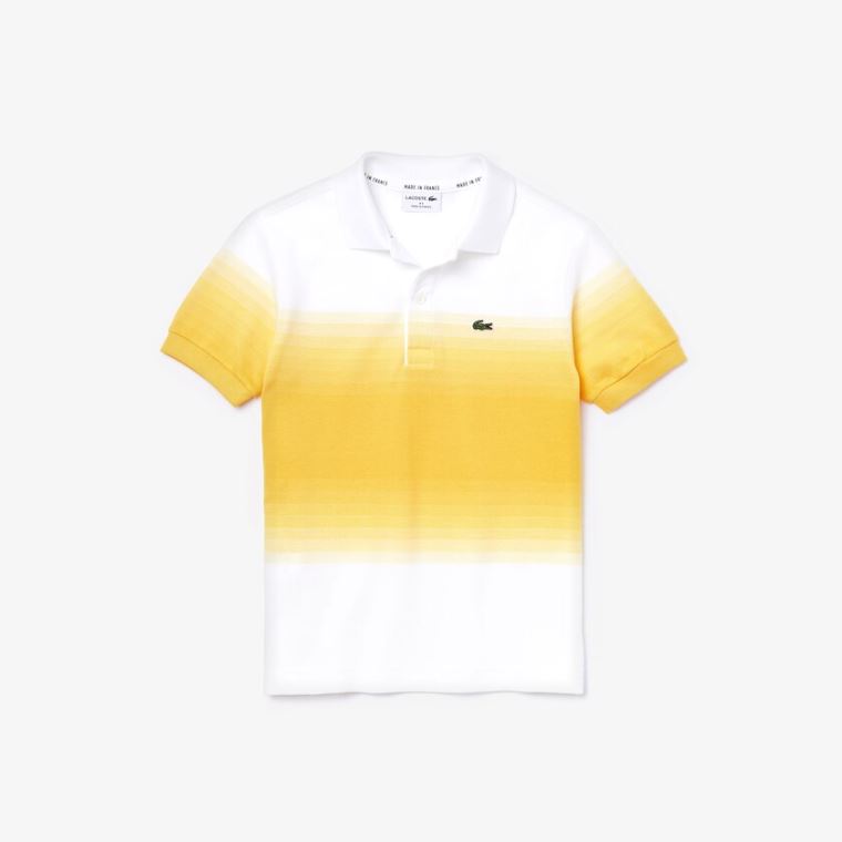 Lacoste Made in France Bomull Petit Piqué Ombré Polo Hvite Gul | cUirmW1H