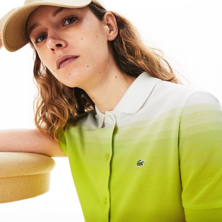 Lacoste Made in France Bomull Piqué Polo Kjoler Gul Hvite | ChGanGMg