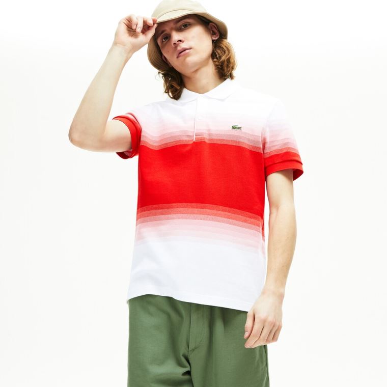 Lacoste Made in France Bomull Piqué Regular Fit Polo Shirt Hvite Rød | C65TbzOw