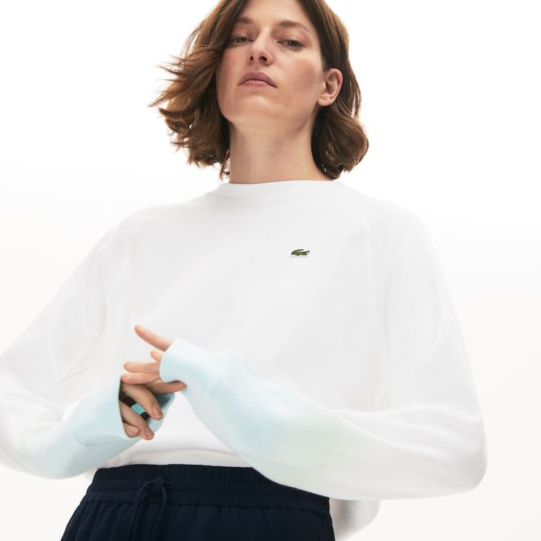 Lacoste Made in France Crew Neck Organic Bomull Sweatshirt Turkis Lyse Grønn Hvite | lFXxkora