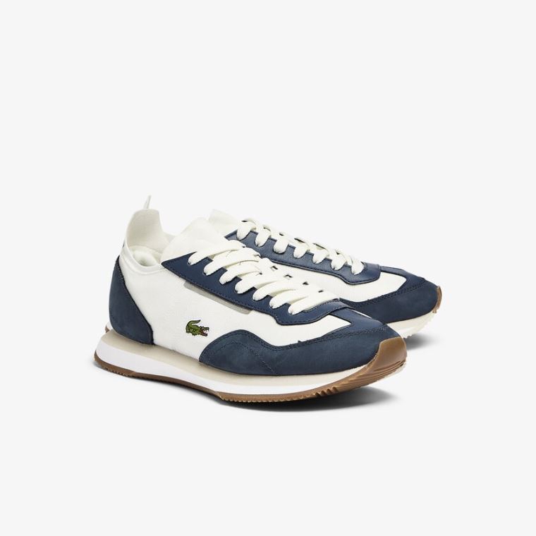 Lacoste Match Break Tekstil Sneakers Hvite Marineblå | 3TWwLcgj