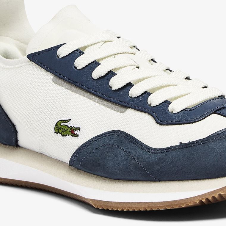 Lacoste Match Break Tekstil Sneakers Hvite Marineblå | 3TWwLcgj