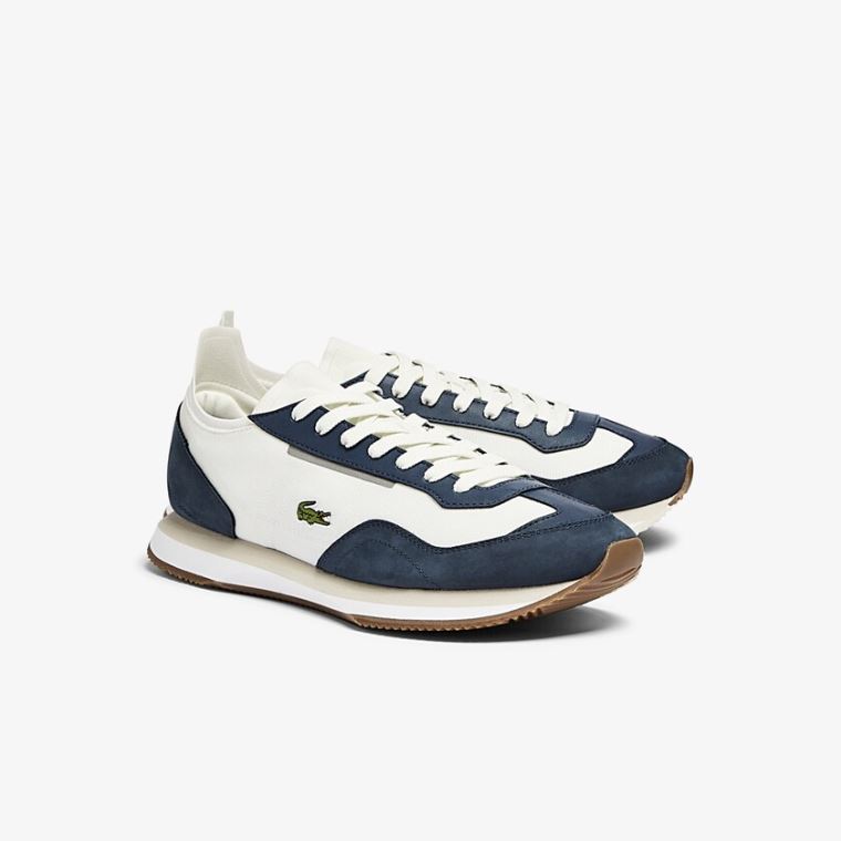 Lacoste Match Break Tekstil Sneakers Hvite Marineblå | TAEk3cZK