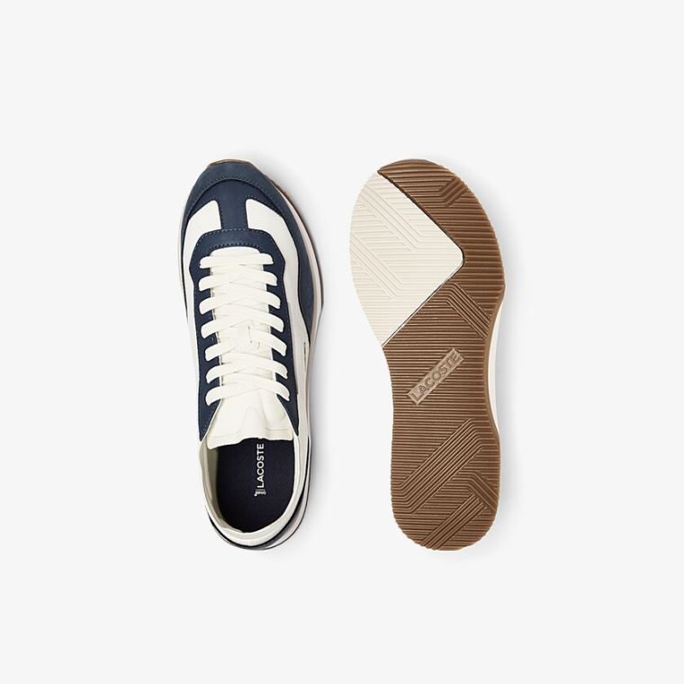 Lacoste Match Break Tekstil Sneakers Hvite Marineblå | TAEk3cZK