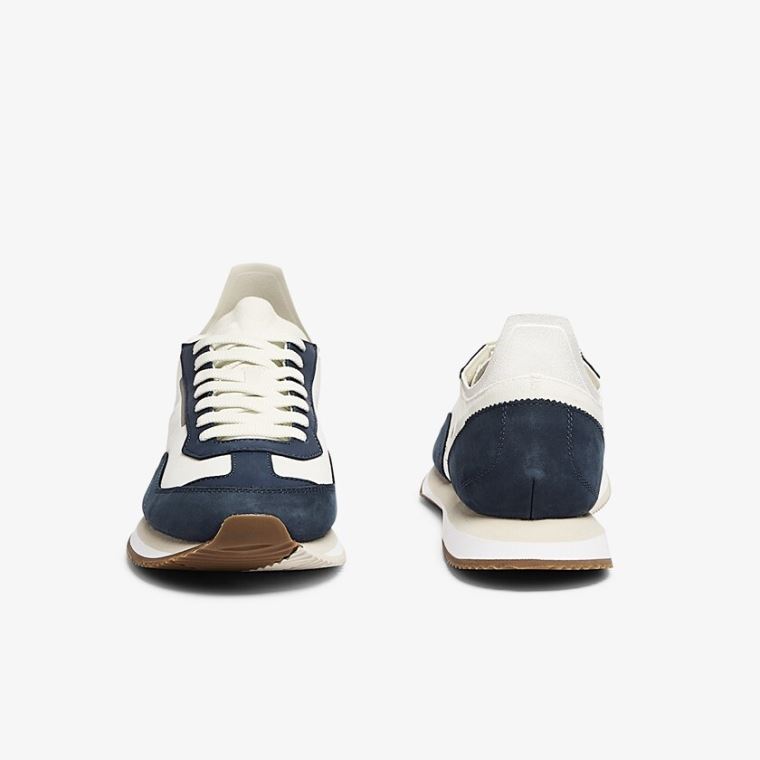 Lacoste Match Break Tekstil Sneakers Hvite Marineblå | TAEk3cZK