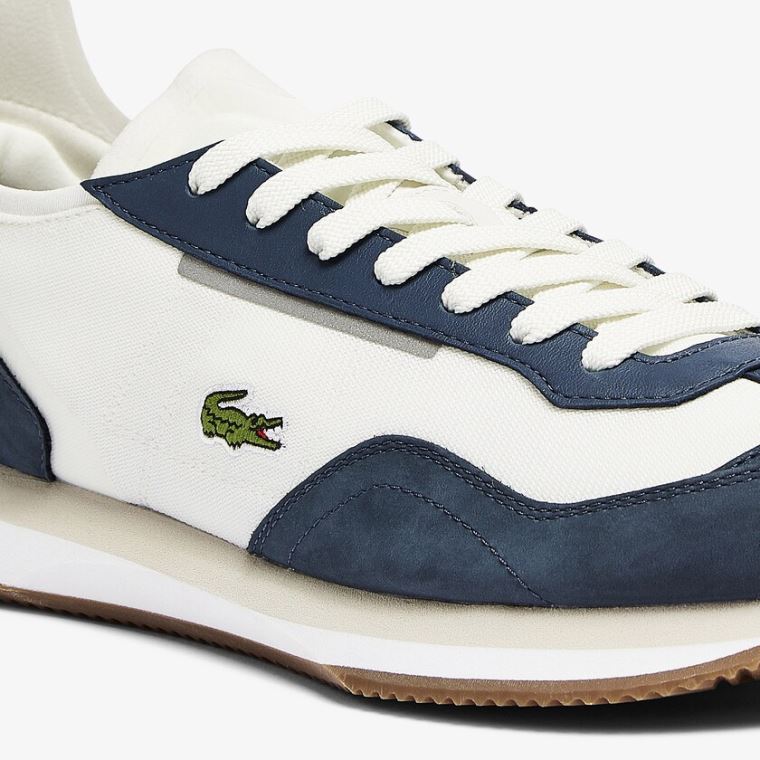 Lacoste Match Break Tekstil Sneakers Hvite Marineblå | TAEk3cZK