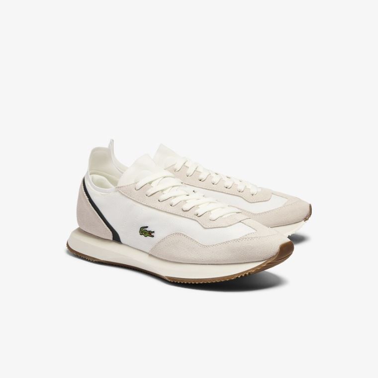 Lacoste Match Break Tekstil and Semsket Skinn Sneakers Beige Grønn | GRBfuG8o