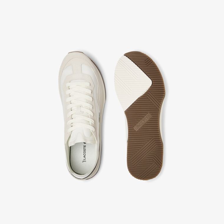 Lacoste Match Break Tekstil and Semsket Skinn Sneakers Beige Grønn | GRBfuG8o