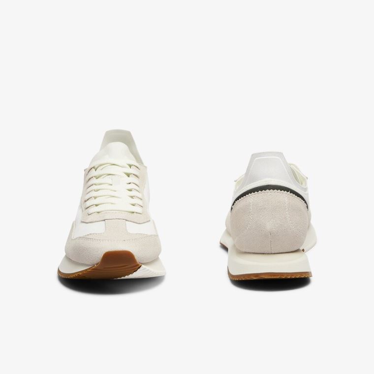 Lacoste Match Break Tekstil and Semsket Skinn Sneakers Beige Grønn | GRBfuG8o