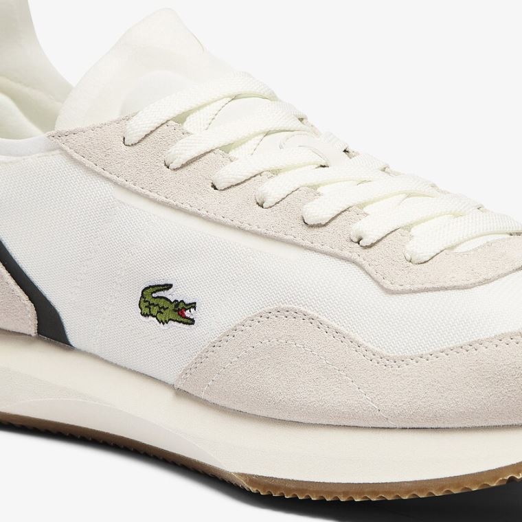 Lacoste Match Break Tekstil and Semsket Skinn Sneakers Beige Grønn | GRBfuG8o