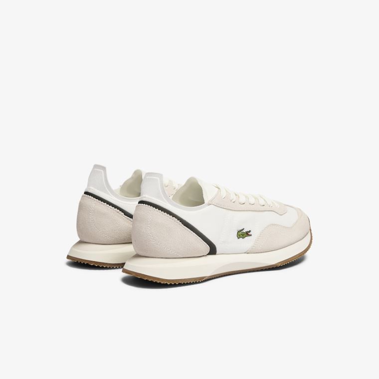 Lacoste Match Break Tekstil and Semsket Skinn Sneakers Beige Grønn | JXxoUsYp