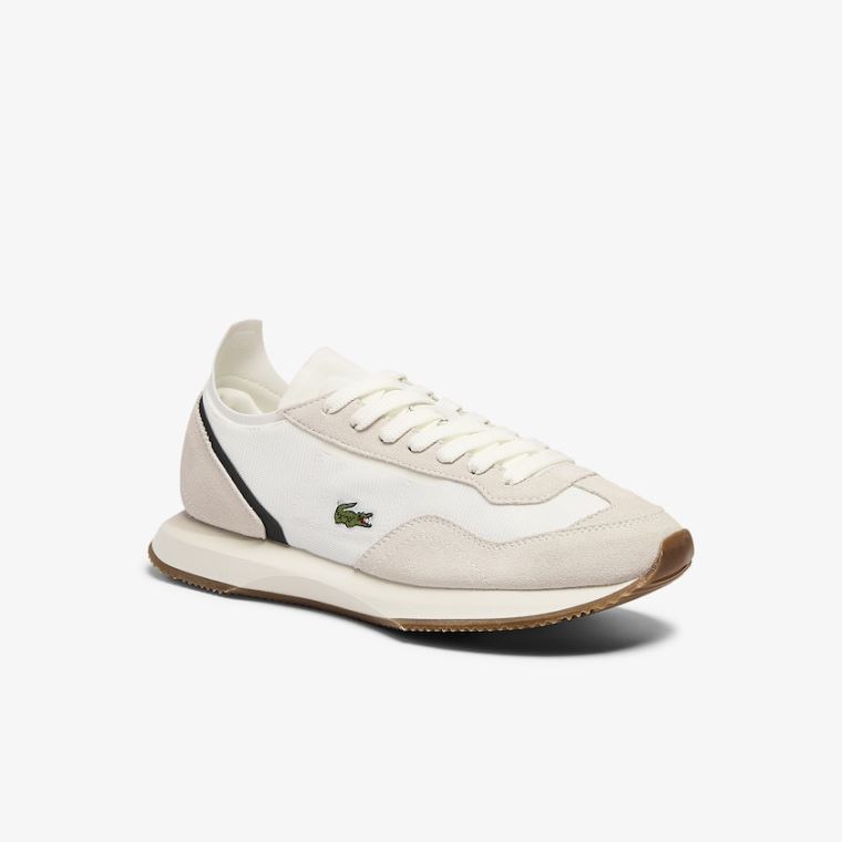 Lacoste Match Break Tekstil and Semsket Skinn Sneakers Hvite Mørke Grønn | poHPS5mT